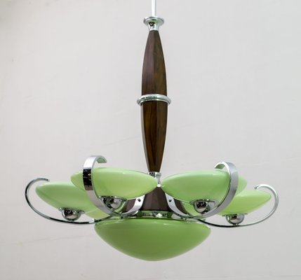 Art Deco Chrome and Glass Incamiciato Chandelier, Italy, 1930s-FER-802119