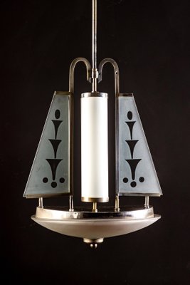 Art Deco Chrome and Murano Glass Chandelier for Pietro Chiesa for Fontana Arte-MBH-1032439