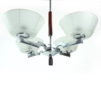 Art Deco Chrome Ceiling Lamp, 1940s-UL-581820