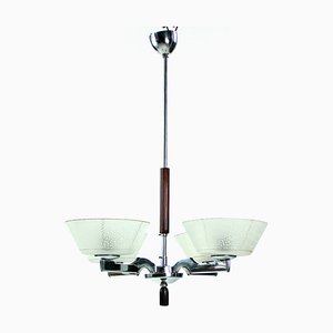 Art Deco Chrome Ceiling Lamp, 1940s-UL-581820