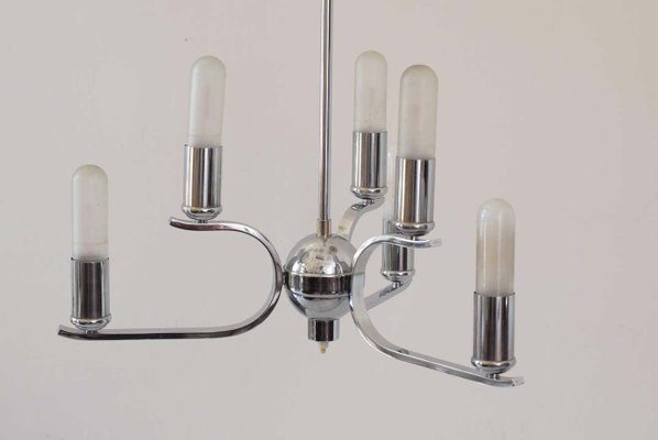 Art Deco Chrome Chandelier, 1920s-SPD-931023