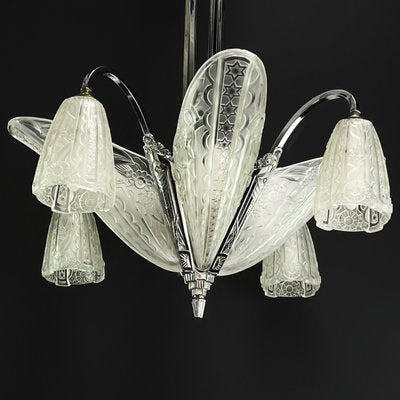 Art Deco Chrome Chandelier by Donna Paris, 1930s-JUZ-1756181