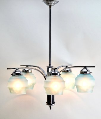 Art Deco Chrome Chandelier Five Arms in the Style of Kalmar-MJY-1150372