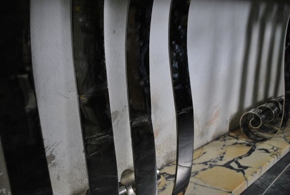 Art Deco Chrome, Marble & Bronze Console Table, 20th-Century-SYQ-1115819