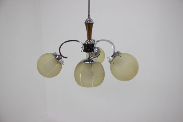 Art Deco Chrome-Plated Chandelier, 1940s-TZ-695124