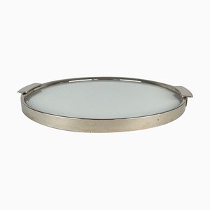 Art Deco Chrome Round Tray, 1930s-TZ-1395262