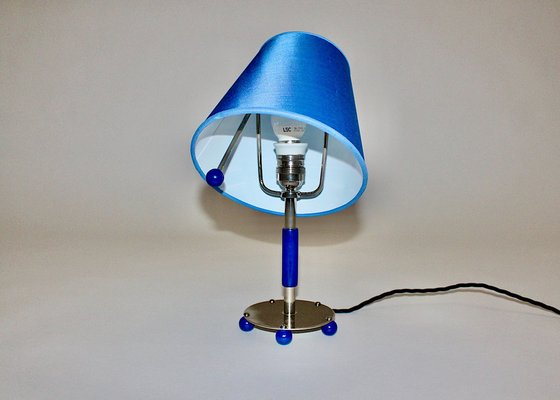 Art Deco Chrome Table Lamp in Blue, Germany, 1930s-NB-1013131