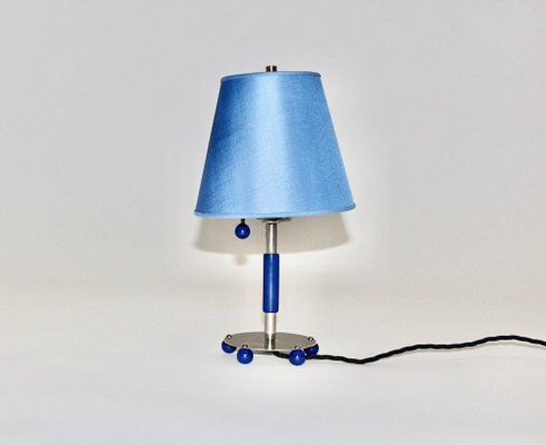 Art Deco Chrome Table Lamp in Blue, Germany, 1930s-NB-1013131