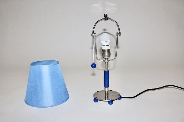 Art Deco Chrome Table Lamp in Blue, Germany, 1930s-NB-1013131