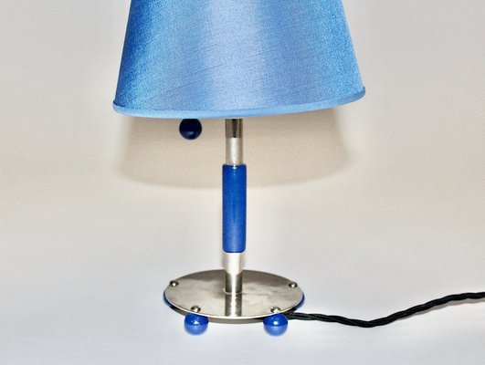 Art Deco Chrome Table Lamp in Blue, Germany, 1930s-NB-1013131