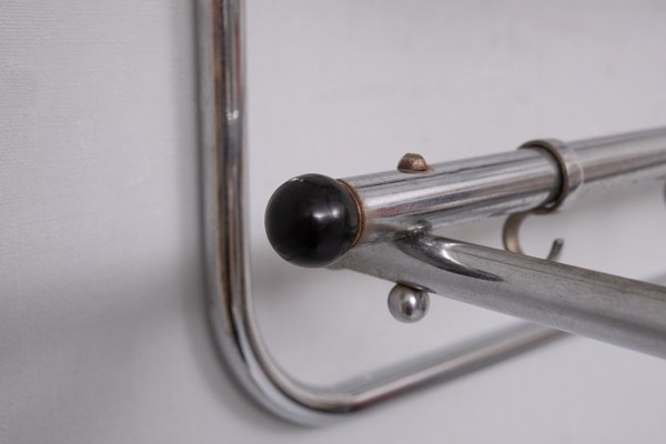 Art Deco Chrome Wall Coat Rack, Holland, 1930s-GCG-2032362