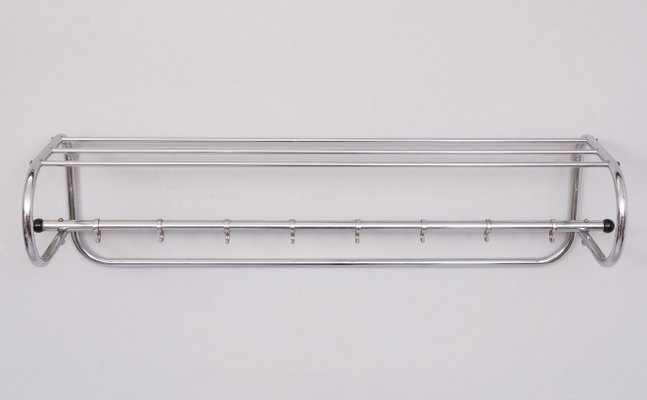 Art Deco Chrome Wall Coat Rack, Holland, 1930s-GCG-2032362