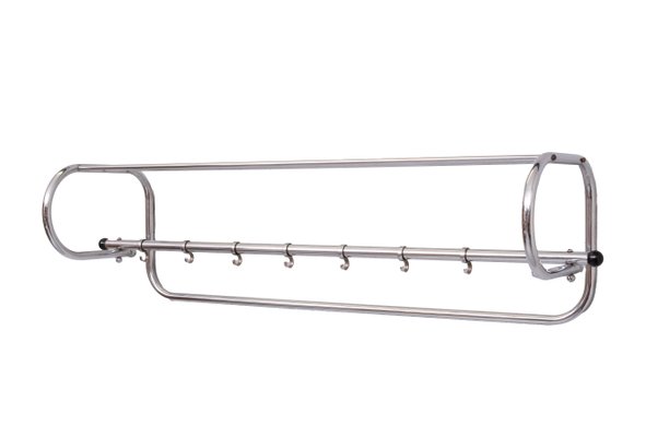 Art Deco Chrome Wall Coat Rack, Holland, 1930s-GCG-2032362