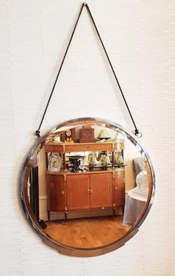 Art Deco Chromed Bronze Mirror, 1930s-AWH-746188