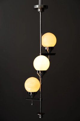 Art Deco Chromed Chandelier with Opal Glass Shades, 1920s-SPD-1299594