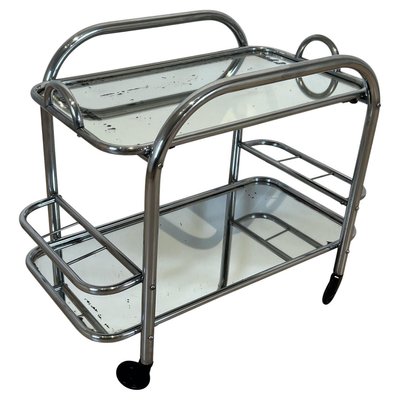 Art Deco Chromed Steel Bar Cart by Robert Mallet-Stevens, France, 1925-NNB-1416493