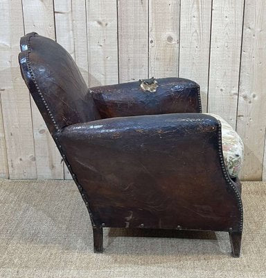 Art Deco Club Chair in Leather, 1930s-QYF-1345258