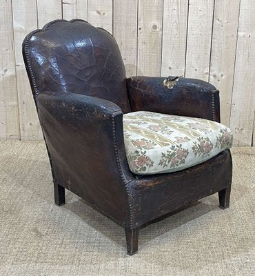 Art Deco Club Chair in Leather, 1930s-QYF-1345258