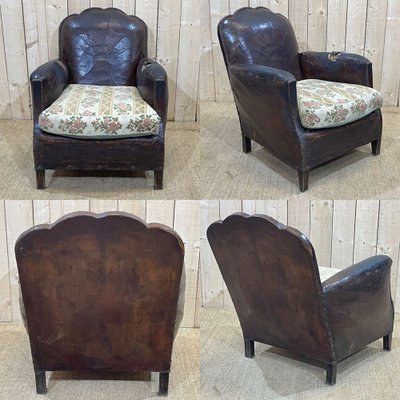 Art Deco Club Chair in Leather, 1930s-QYF-1345258