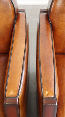 Art Deco Club Chairs in Sheepskin Leather, Set of 2-HPP-2026667