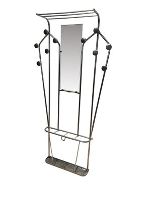 Art Deco Coat Rack & Mirror in Tubular Aluminum, France, 1930-NNB-1342446