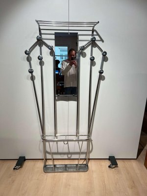 Art Deco Coat Rack & Mirror in Tubular Aluminum, France, 1930-NNB-1342446