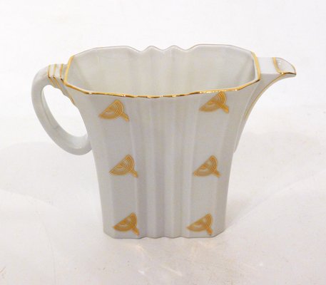 Art Deco Coffee Service in Porcelain with Gilded Graphic Decoration from Epiag, 1920s, Set of 7-RNR-669351