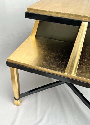 Art Deco Coffee Table in Giltwood and Black Lacquer, 1930s-AWH-1450802