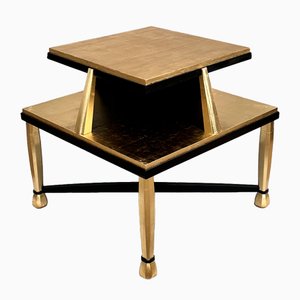 Art Deco Coffee Table in Giltwood and Black Lacquer, 1930s-AWH-1450802