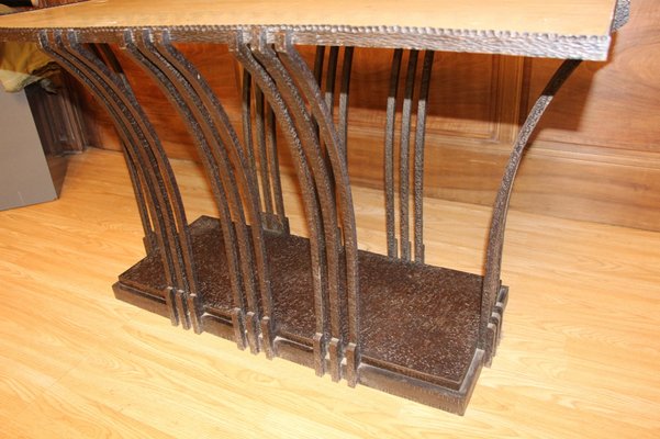 Art Deco Coffee Table in Wrought Iron by Edgar Brandt-KMQ-1332646