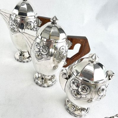 Art Deco Coffee Tea Set in Silver Plated from Ramelpa, 1920s, Set of 5-JUZ-1723474