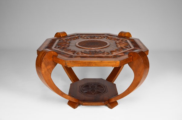 Art Deco Colonial Carved Coffee Table, 1930s-XNH-754045