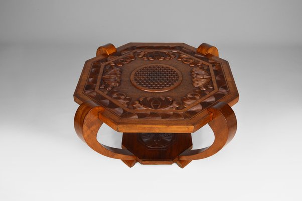 Art Deco Colonial Carved Coffee Table, 1930s-XNH-754045