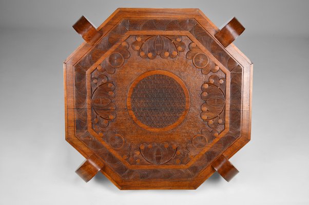 Art Deco Colonial Carved Coffee Table, 1930s-XNH-754045