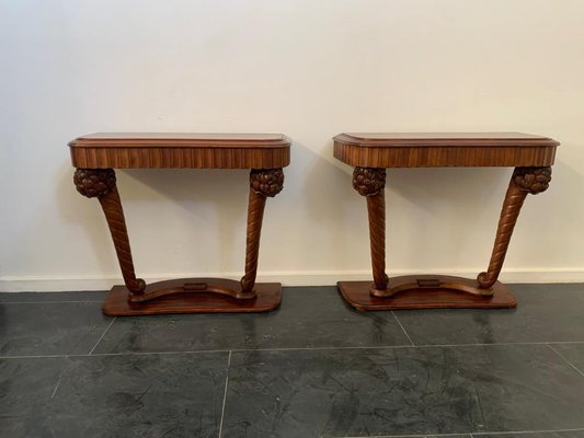 Art Dèco Console with Conucopia -Shaped Pilasters, 1930s, Set of 2-IJR-1758024