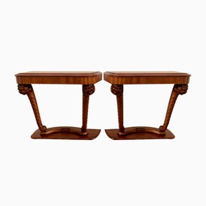 Art Dèco Console with Conucopia -Shaped Pilasters, 1930s, Set of 2-IJR-1758024