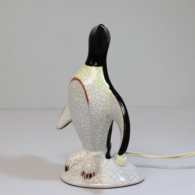 Art Deco Crackled Ceramic Penguin-Shaped Table Lamp, 1940s-NE-684419