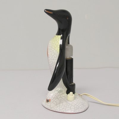 Art Deco Crackled Ceramic Penguin-Shaped Table Lamp, 1940s-NE-684419