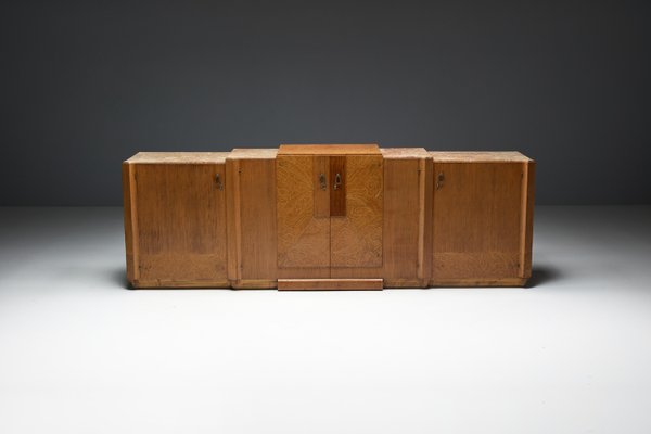 Art Deco Credenza in Marble and Burl Wood, 1930s-GW-2023457