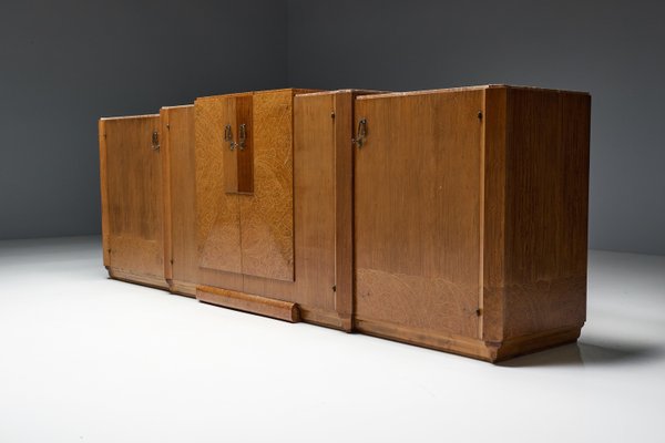 Art Deco Credenza in Marble and Burl Wood, 1930s-GW-2023457