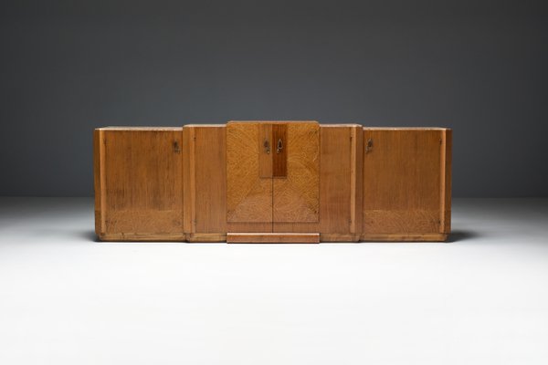 Art Deco Credenza in Marble and Burl Wood, 1930s-GW-2023457