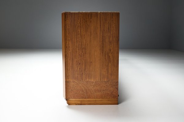 Art Deco Credenza in Marble and Burl Wood, 1930s-GW-2023457