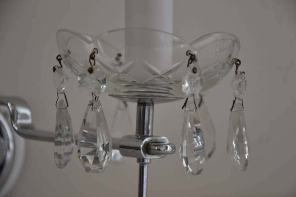 Art Deco Crystal Brass Chromed Wall Sconces, Set of 2-SPD-1131457