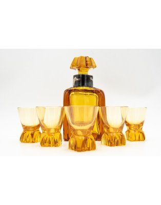 Art Deco Crystal Carafe and 5 Glasses from WMF, Germany, 1930s, Set of 6-BXB-1746298