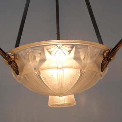 Art Deco Crystal Glass Ceiling Lamp by Muller Frères, 1930s-NE-875545