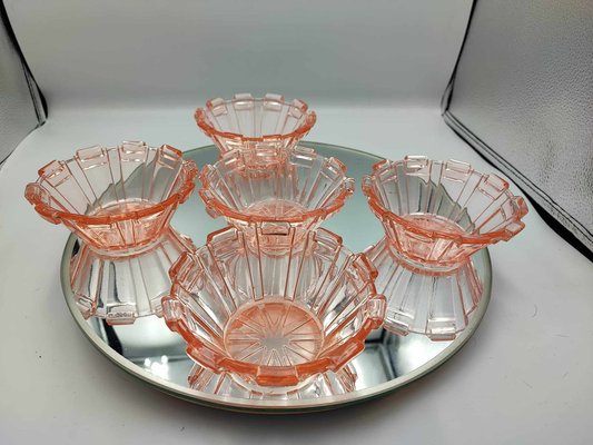 Art Deco Cups and Tray, 1920s, Set of 5-CAQ-1793170