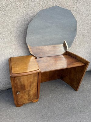 Art Deco Curved Walnut Dressing Table, 1920s-SDV-864608