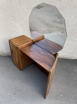 Art Deco Curved Walnut Dressing Table, 1920s-SDV-864608