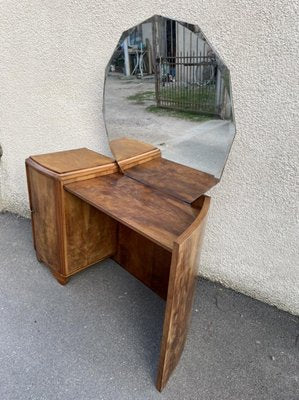 Art Deco Curved Walnut Dressing Table, 1920s-SDV-864608