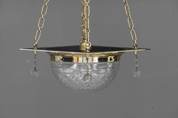 Art Deco Cut Glass Pendant, 1920s-SPD-1299396